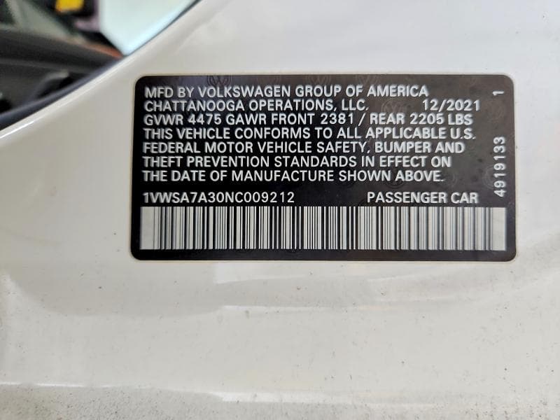 2022 VOLKSWAGEN PASSAT SE 12