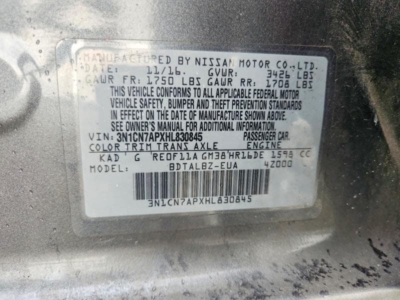 2017 NISSAN VERSA 1.6 SV 12