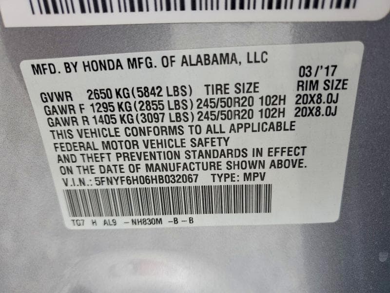 2017 HONDA PILOT ELITE 13