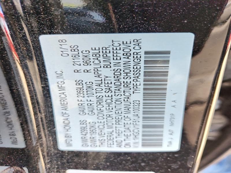 2018 HONDA ACCORD EXL 12