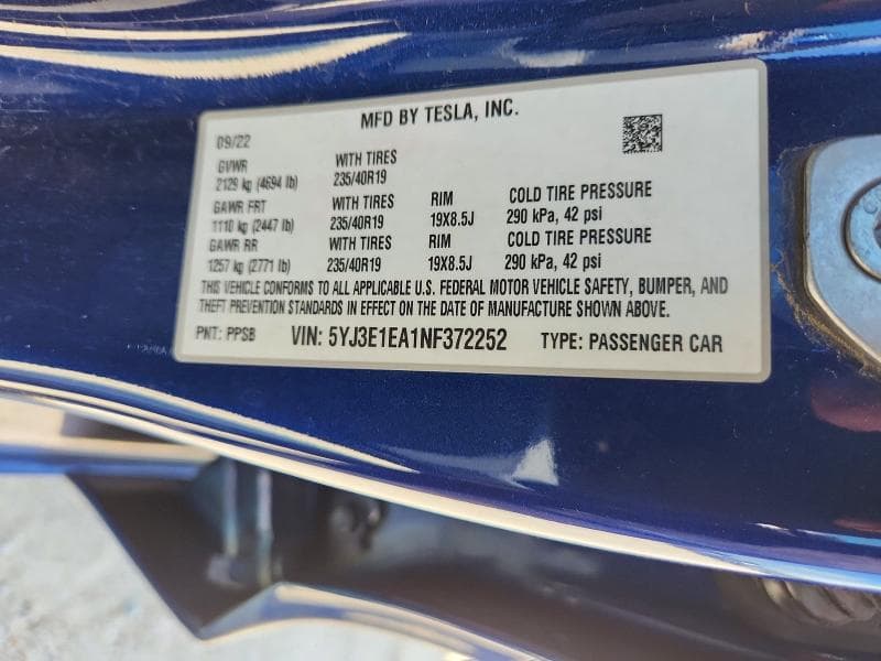 2022 TESLA MODEL 3 12