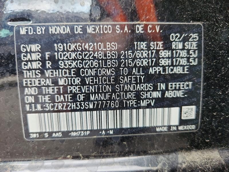 2025 HONDA HR-V LX 13