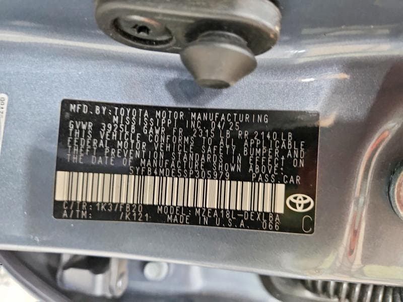 2025 TOYOTA COROLLA LE 13