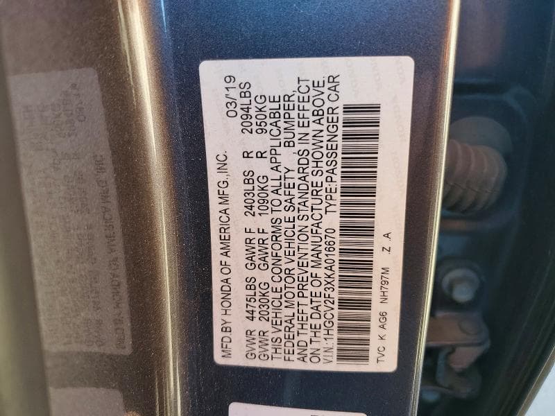 2019 HONDA ACCORD SPORT 12