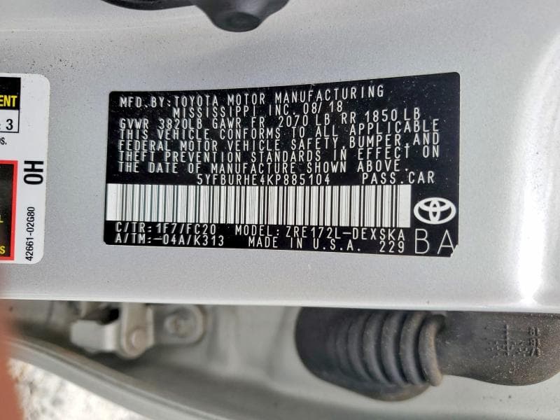 2019 TOYOTA COROLLA SE 12