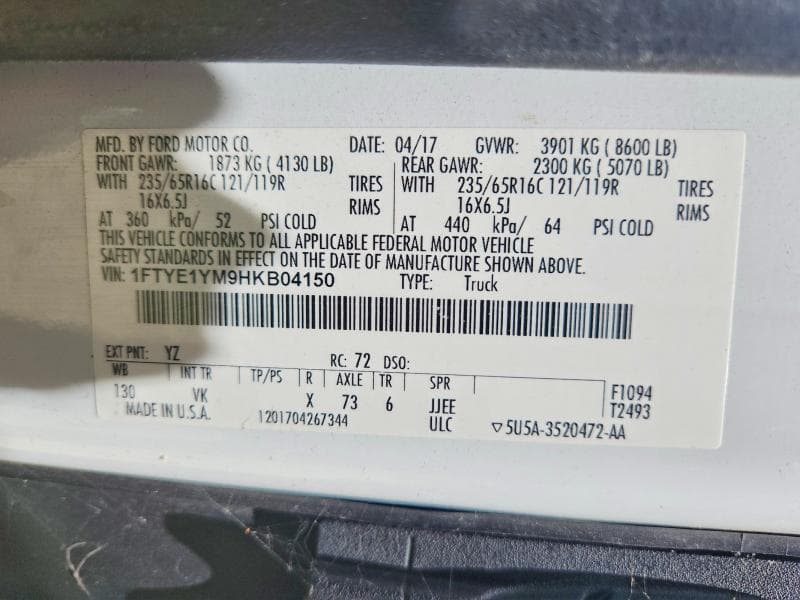 2017 FORD TRANSIT T-150 14