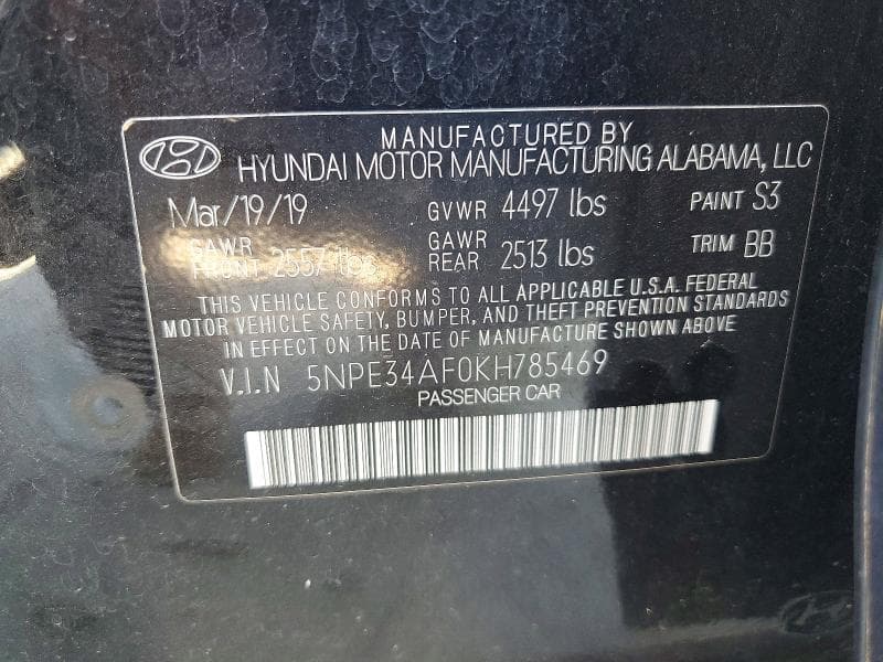 2019 HYUNDAI SONATA SEL 13