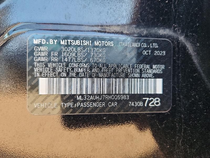 2024 MITSUBISHI MIRAGE ES 12