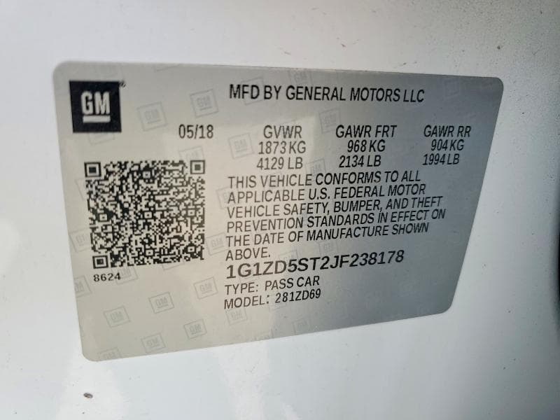 2018 CHEVROLET MALIBU LT LT 12