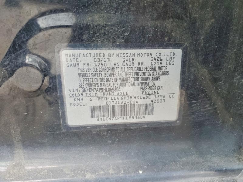 2017 NISSAN VERSA 1.6 S PLUS 12