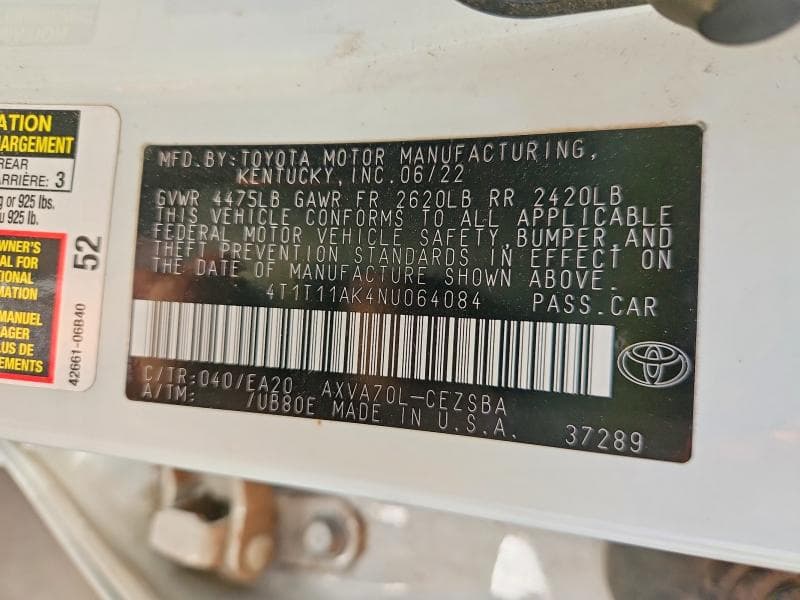 2022 TOYOTA CAMRY SE 12