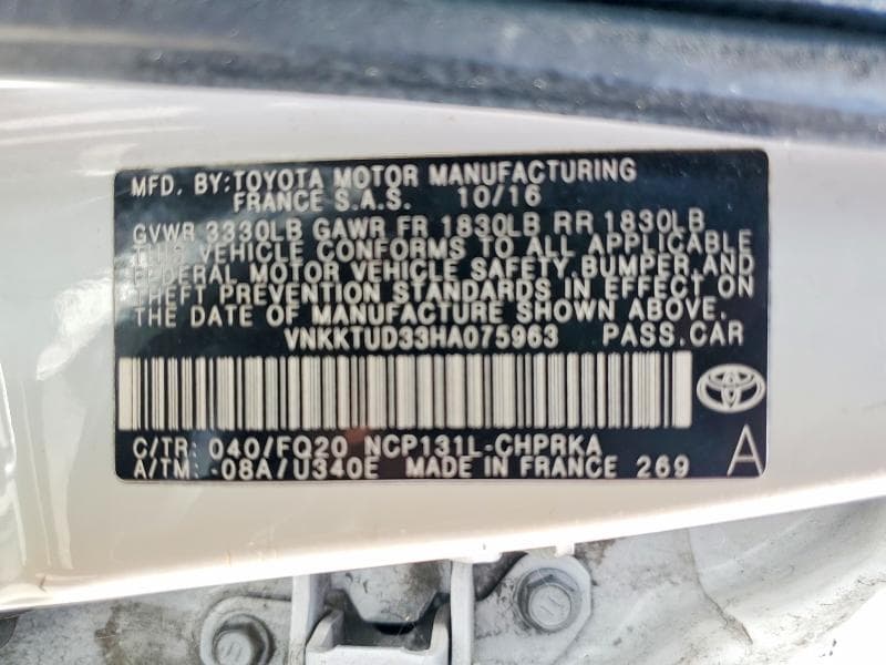 2017 TOYOTA YARIS 5-DOOR L FLEET 12