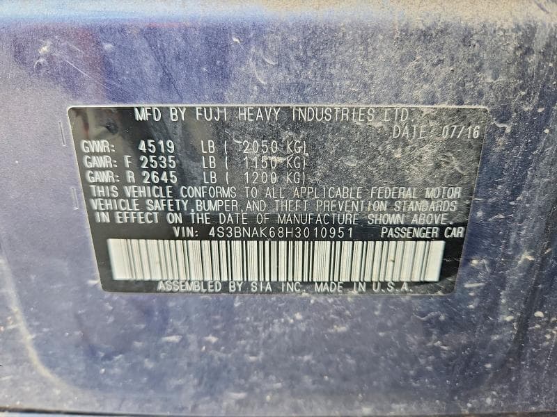 2017 SUBARU LEGACY 2.5I LIMITED 12