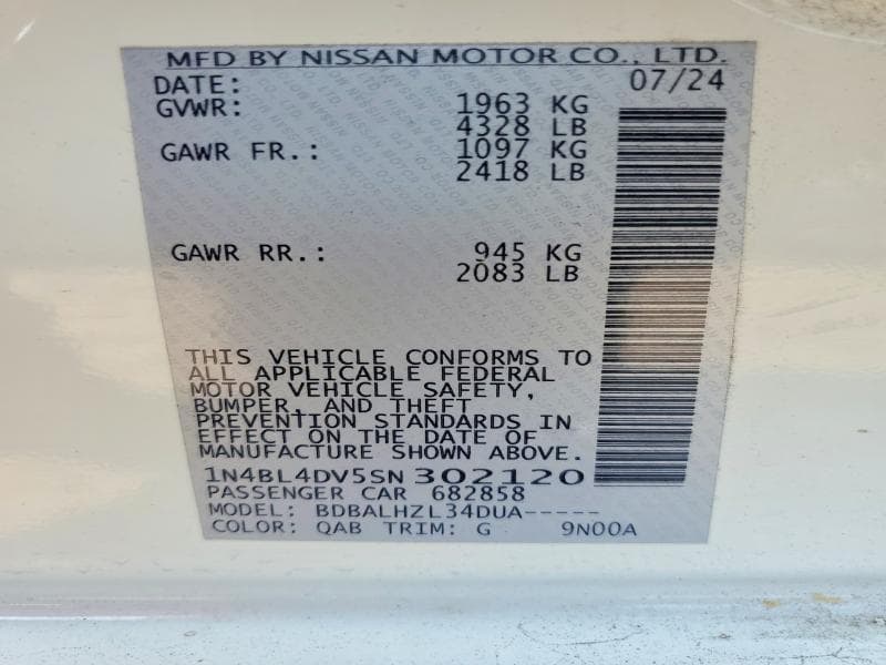 2025 NISSAN ALTIMA SV 12