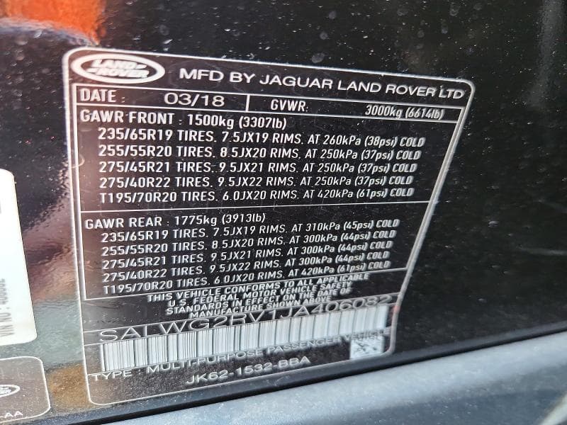 2018 LAND ROVER RANGE ROVER SPORT SE 14