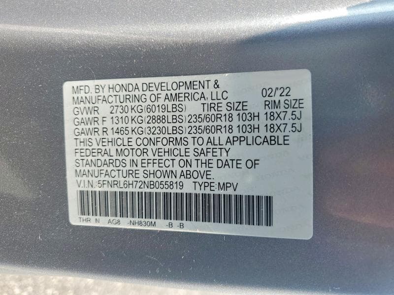 2022 HONDA ODYSSEY EXL 13