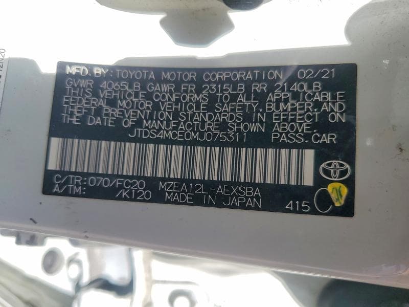 2021 TOYOTA COROLLA SE 12