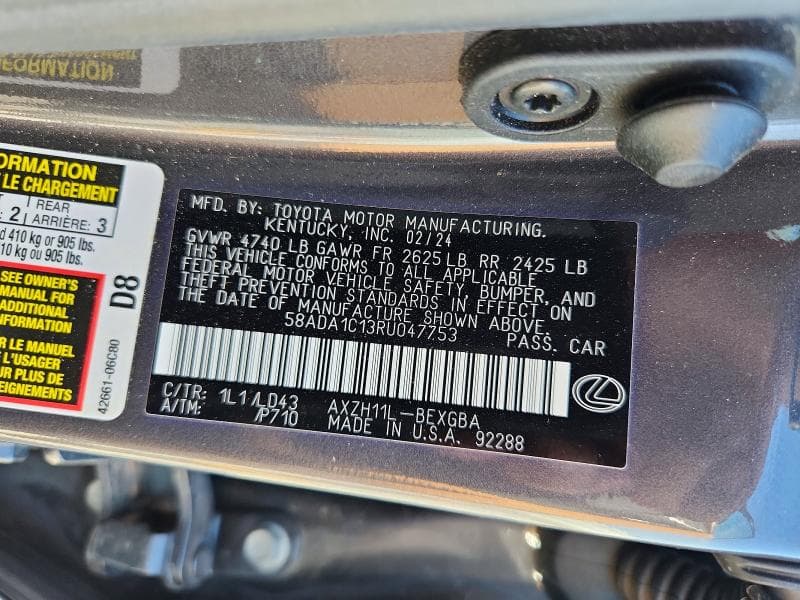 2024 LEXUS ES 300H BASE 12