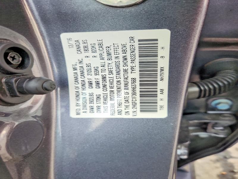 2017 HONDA CIVIC EX 12