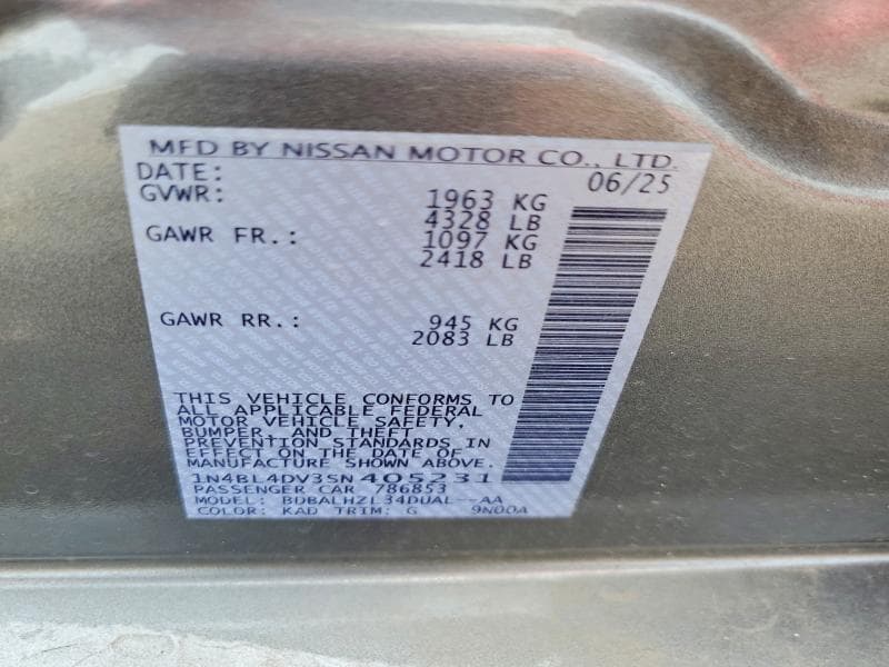 2025 NISSAN ALTIMA SV 13