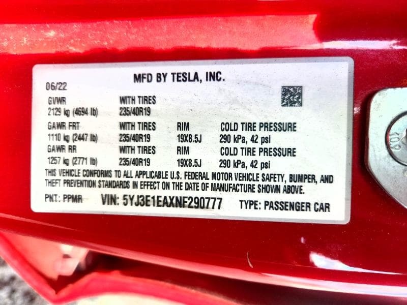 2022 TESLA MODEL 3 12