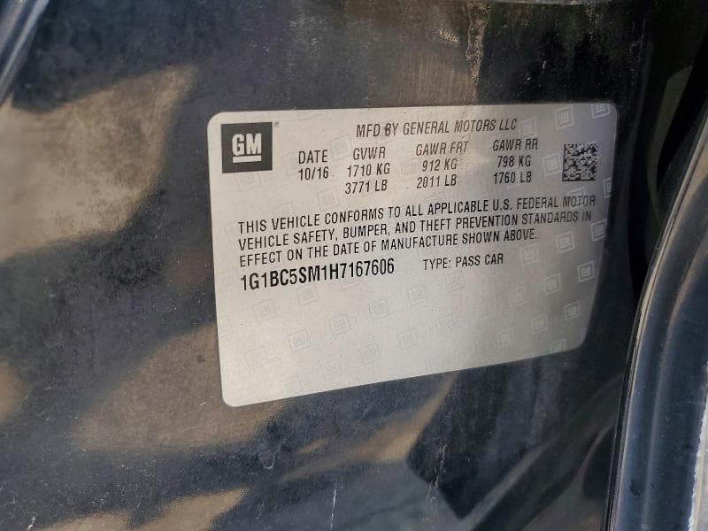2017 CHEVROLET CRUZE LS 12