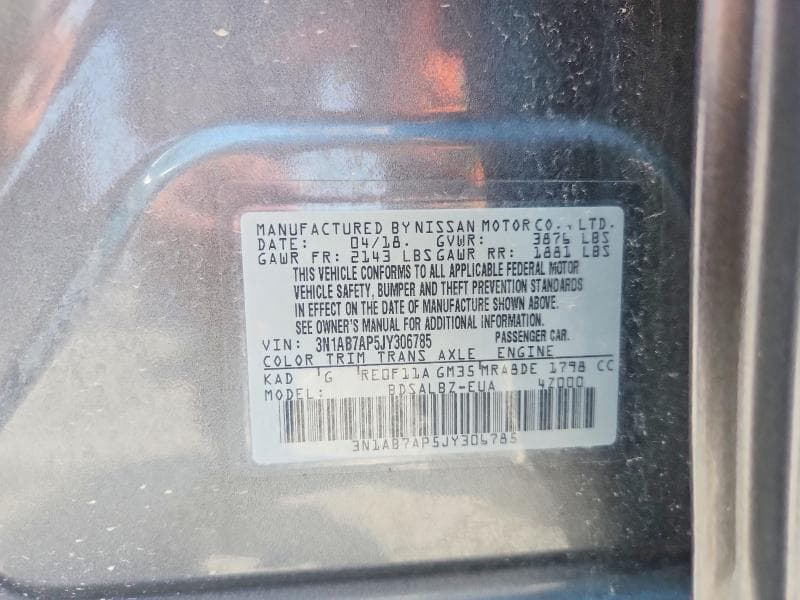 2018 NISSAN SENTRA S 12