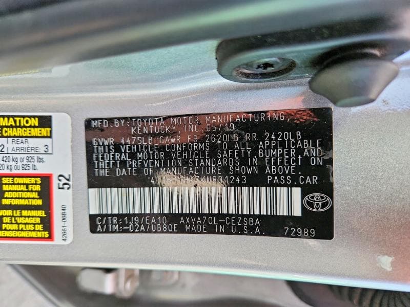 2019 TOYOTA CAMRY SE 13