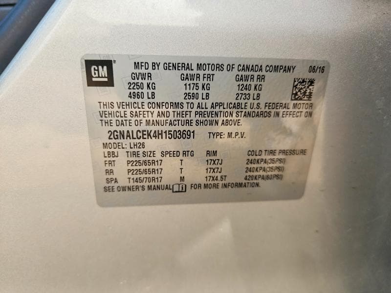 2017 CHEVROLET EQUINOX LT 12