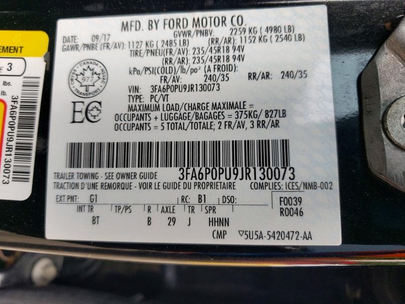 2018 FORD FUSION SE PHEV 12