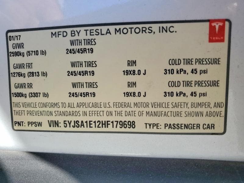 2017 TESLA MODEL S 12