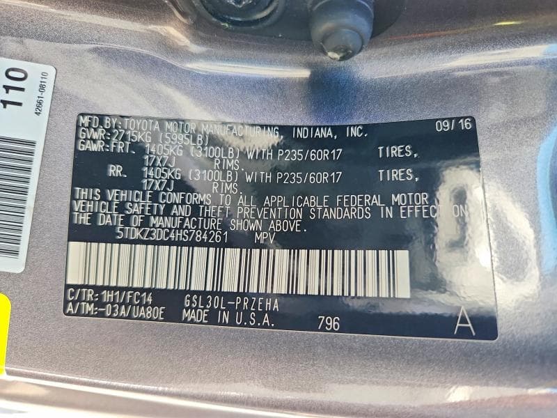 2017 TOYOTA SIENNA LE 12