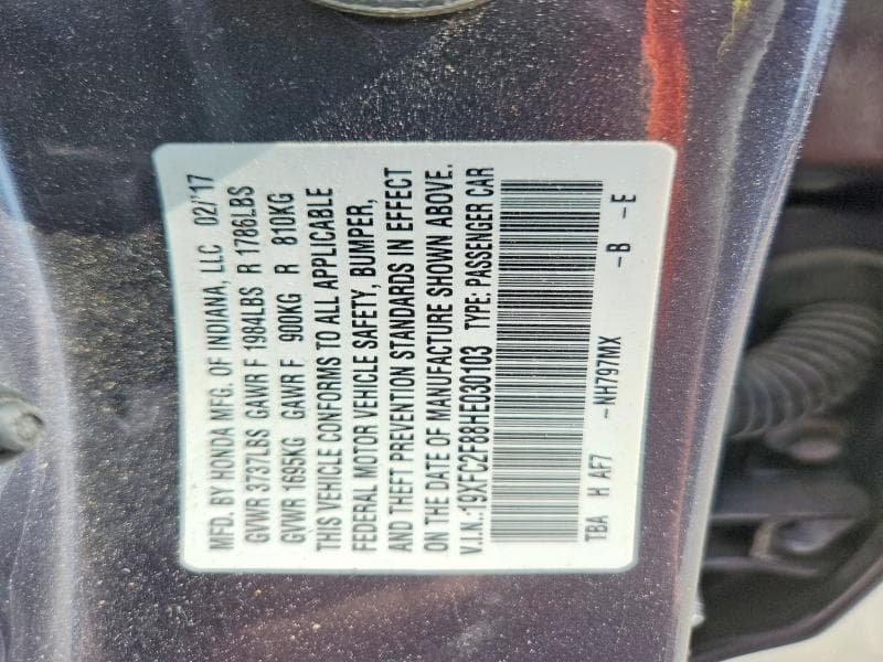 2017 HONDA CIVIC EX 12