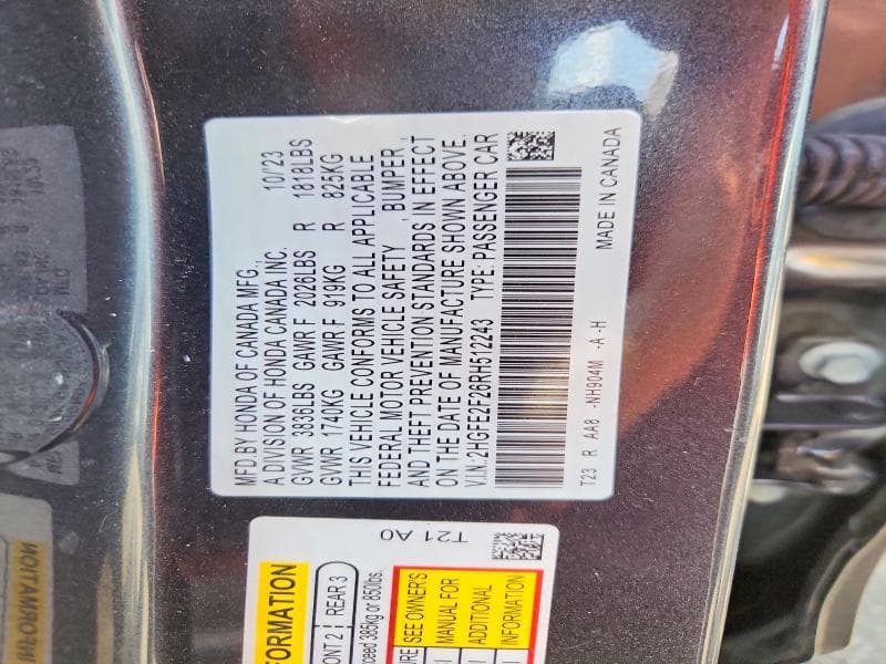 2024 HONDA CIVIC LX 12