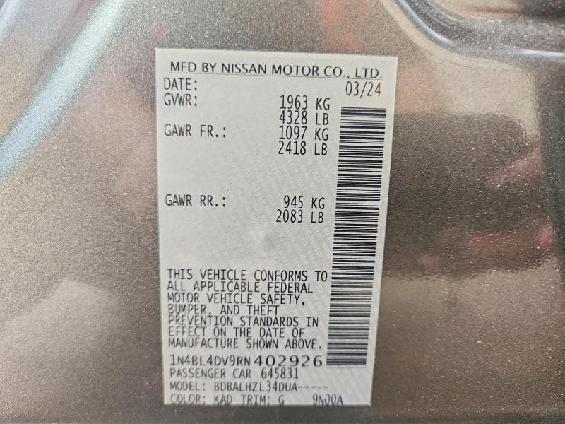 2024 NISSAN ALTIMA SV 12
