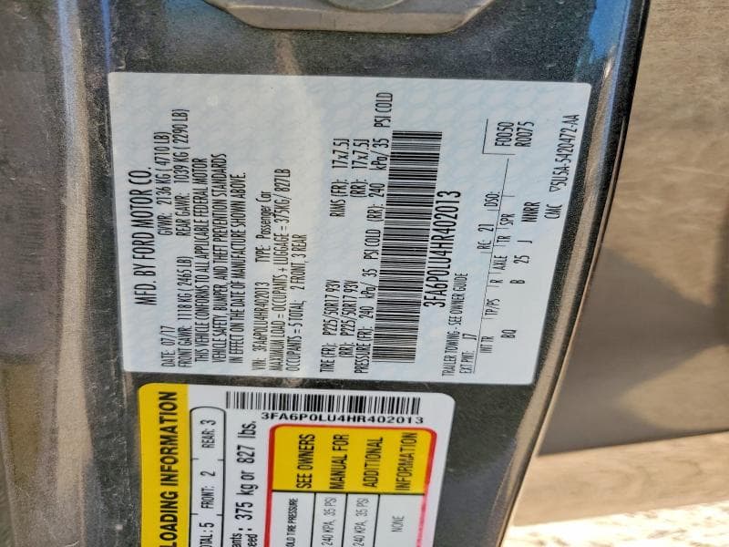 2017 FORD FUSION SE HYBRID 12