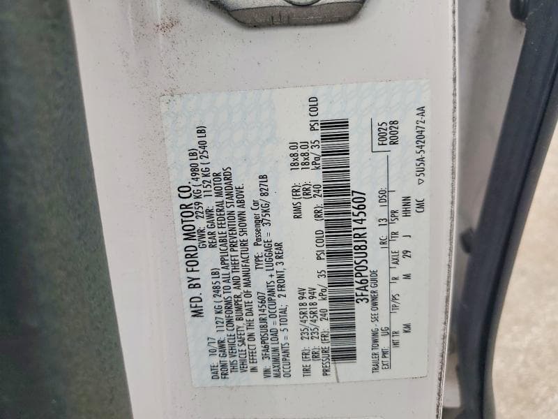 2018 FORD FUSION TITANIUM/PLATINUM PHEV 12
