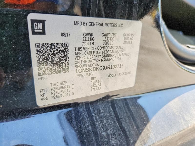2018 CHEVROLET TAHOE K1500 LT 14