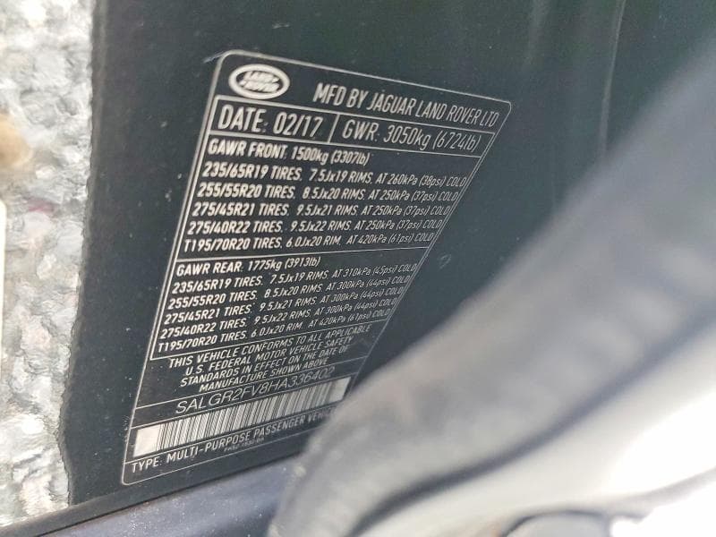 2017 LAND ROVER RANGE ROVER 13