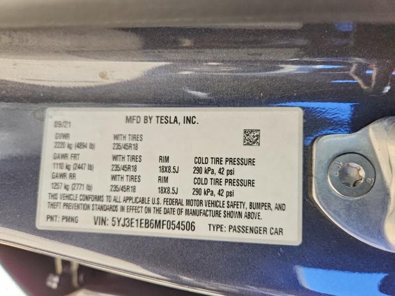 2021 TESLA MODEL 3 14