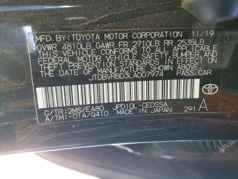 2020 TOYOTA MIRAI BASE BASE 12