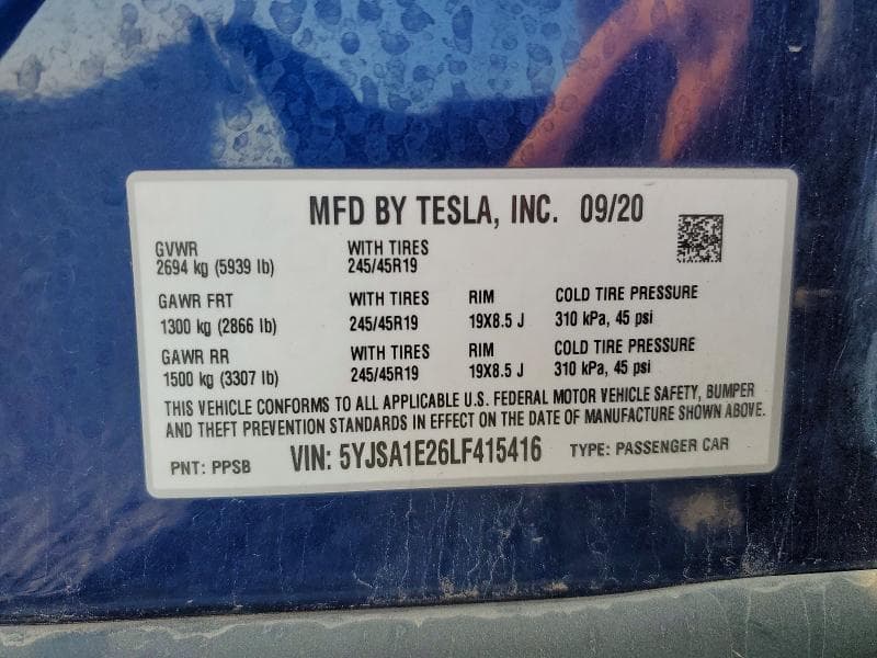 2020 TESLA MODEL S 12