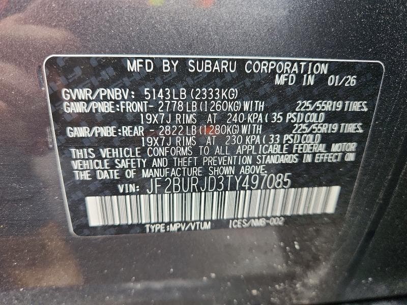 2026 SUBARU OUTBACK TOURING XT 13