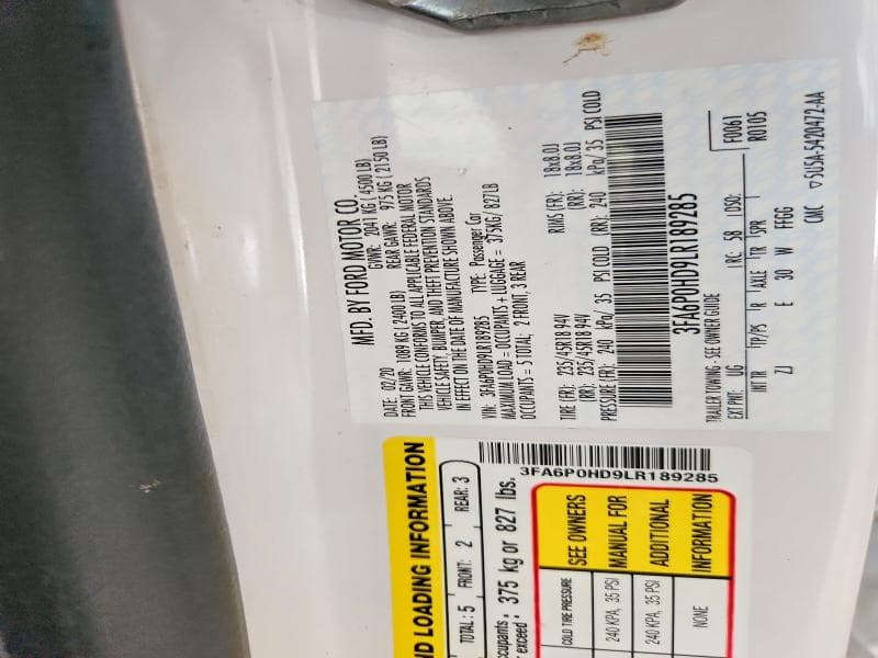 2020 FORD FUSION SE 12