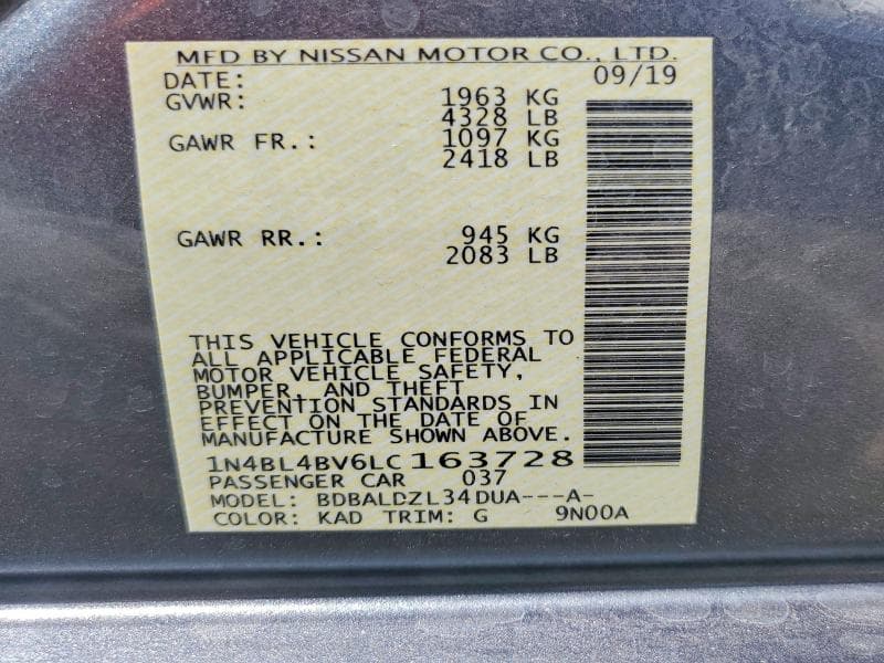 2020 NISSAN ALTIMA S 14