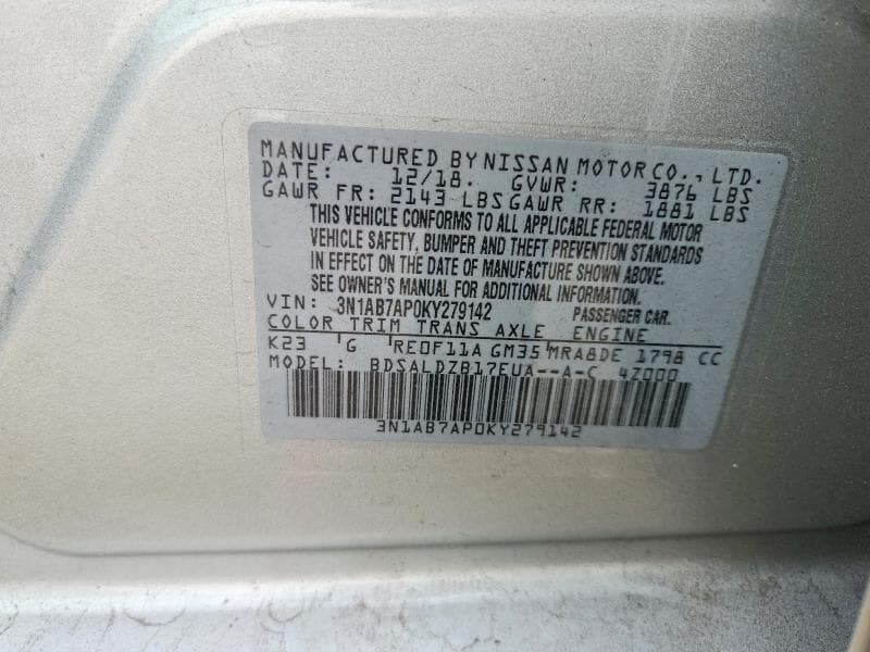 2019 NISSAN SENTRA SV 13