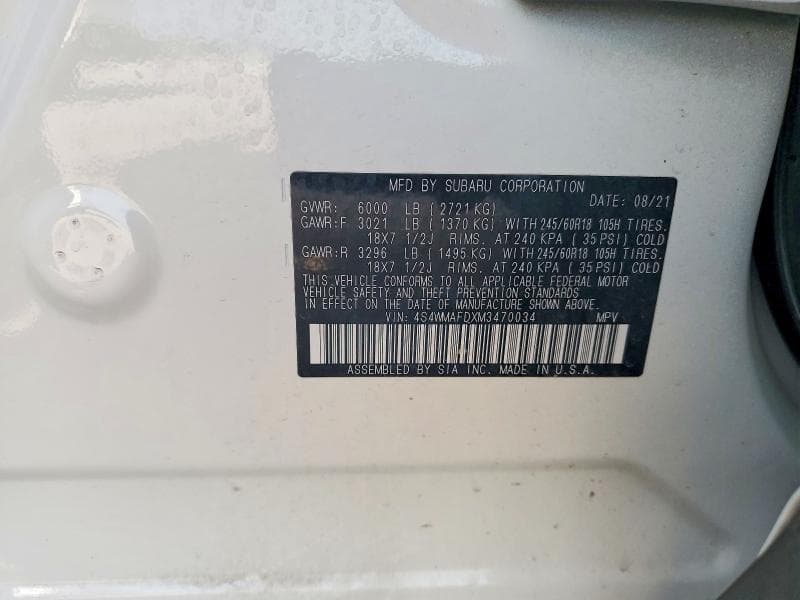 2021 SUBARU ASCENT PREMIUM 13