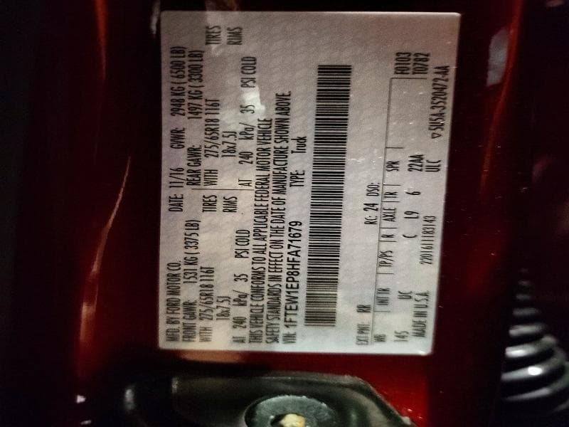 2017 FORD F150 SUPERCREW 12