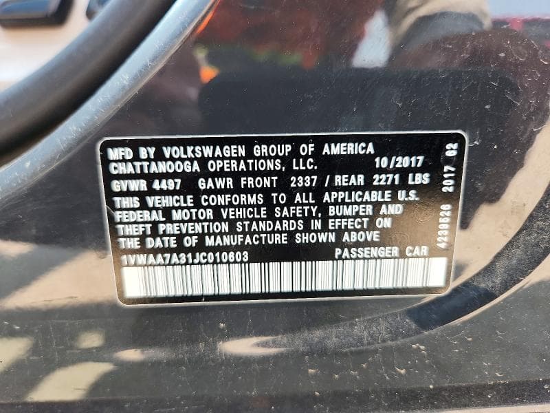 2018 VOLKSWAGEN PASSAT S 13