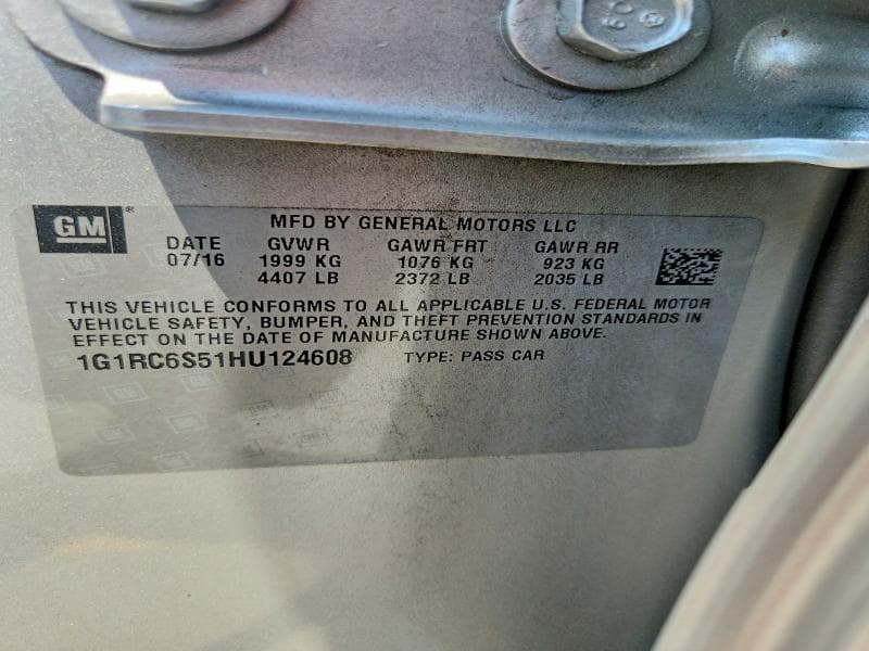 2017 CHEVROLET VOLT LT 12